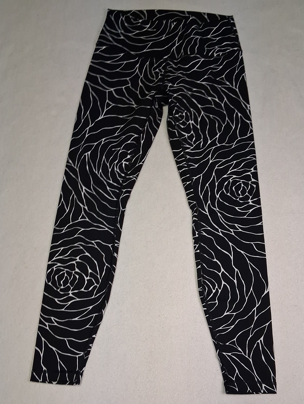 lululemon athletica Black Leggings with White Floral Swirl Print